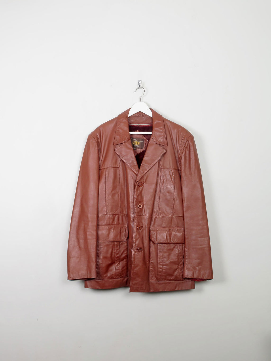 Men's Vintage Tan Leather Jacket L/XL/ 44 - The Harlequin