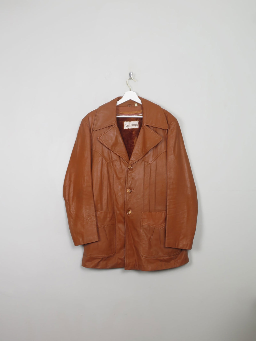 Men's Vintage Tan Leather Jacket L - The Harlequin