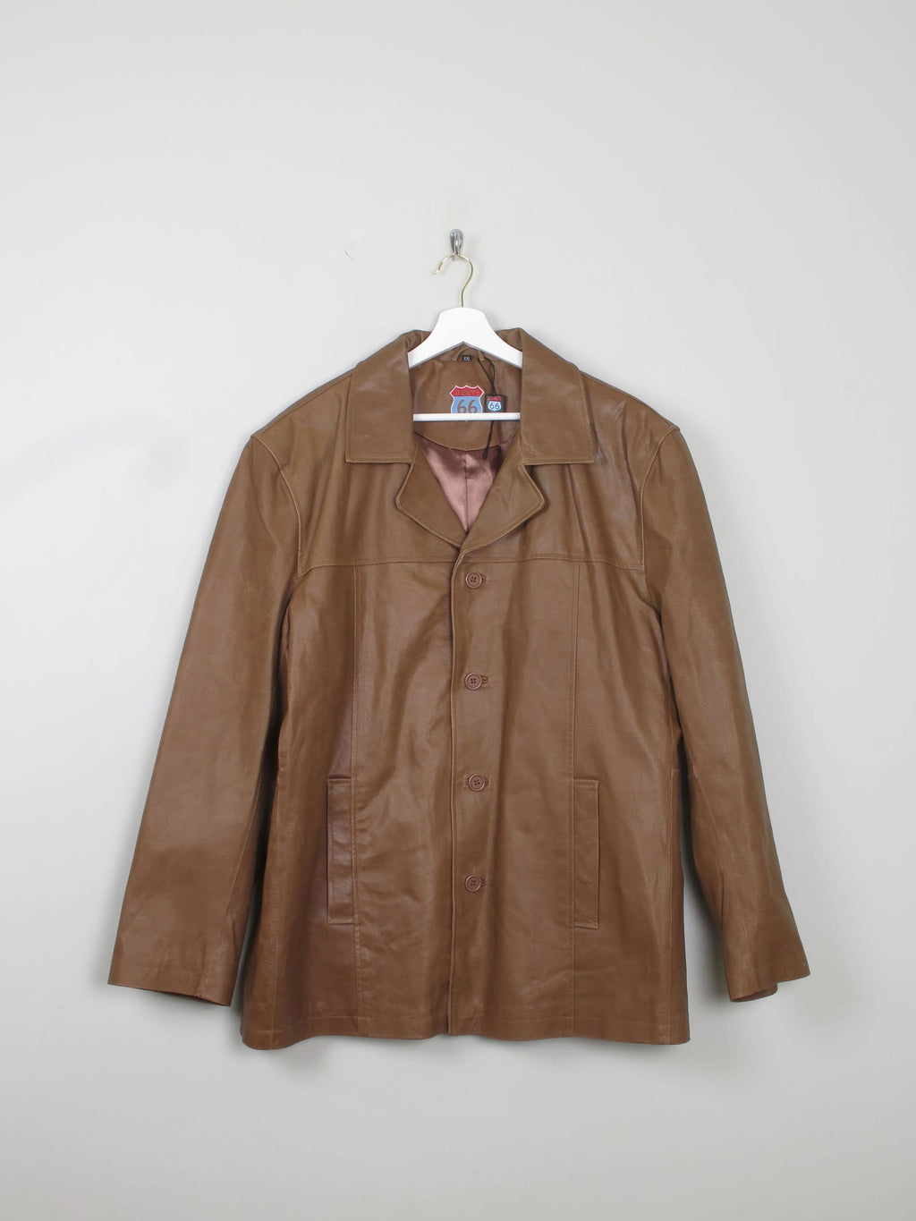 Men's Vintage Tan Leather Route 66 Jacket Unworn XXL - The Harlequin