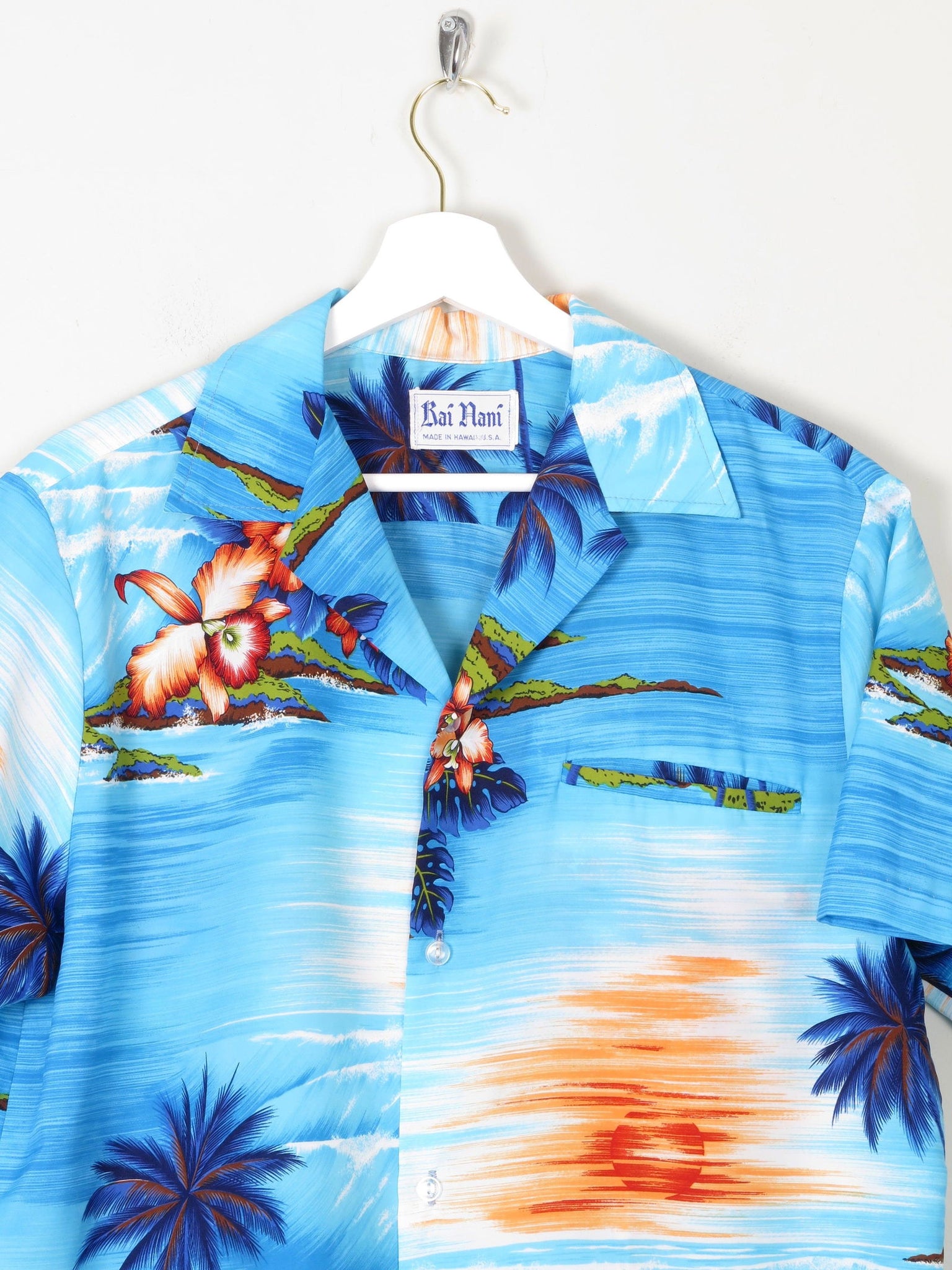 Men's Vintage Turquoise Hawaiian Shirt S/M - The Harlequin