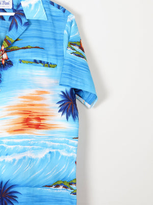 Men's Vintage Turquoise Hawaiian Shirt S/M - The Harlequin