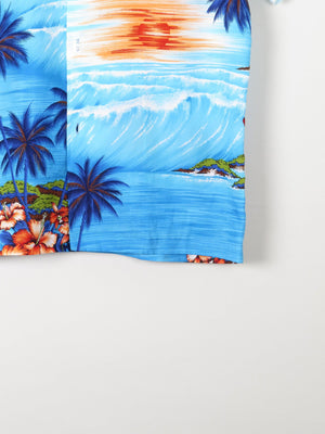 Men's Vintage Turquoise Hawaiian Shirt S/M - The Harlequin