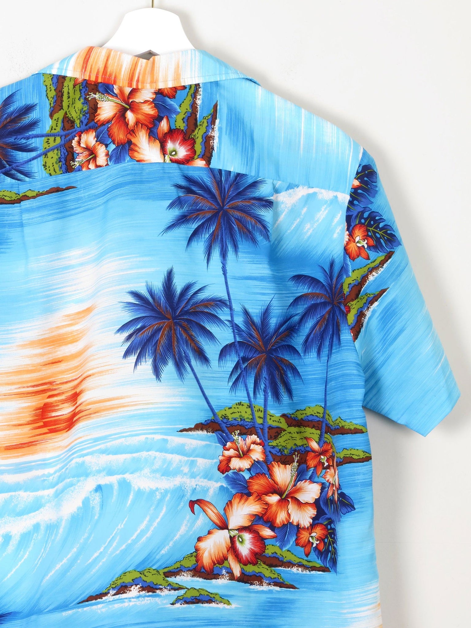 Men's Vintage Turquoise Hawaiian Shirt S/M - The Harlequin