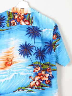Men's Vintage Turquoise Hawaiian Shirt S/M - The Harlequin