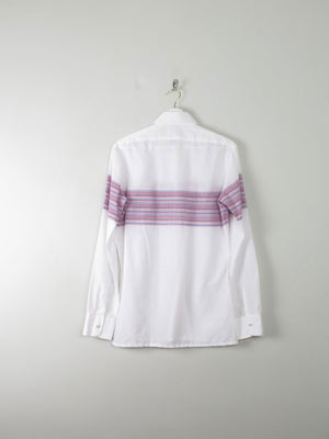 Men's Vintage White Shirt With Stripes M - The Harlequin