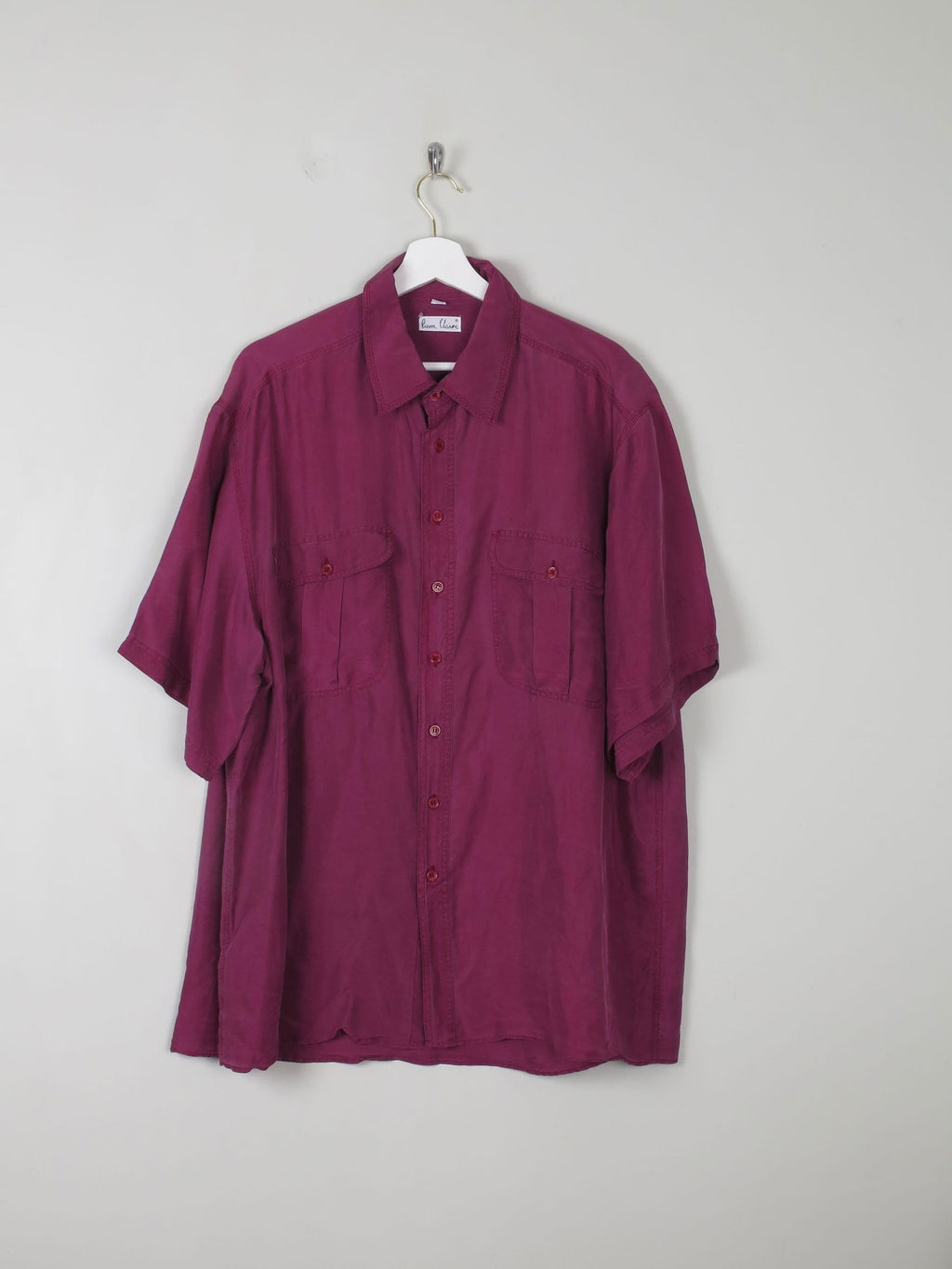 Men's Vintage Wine/Burgundy Silk Shirt L/XL - The Harlequin
