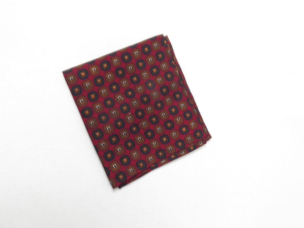 Men's Vintage Wine Pocket Square Unused - The Harlequin