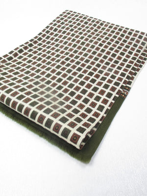Men's Vintage Wool Green Printed  Scarf - The Harlequin