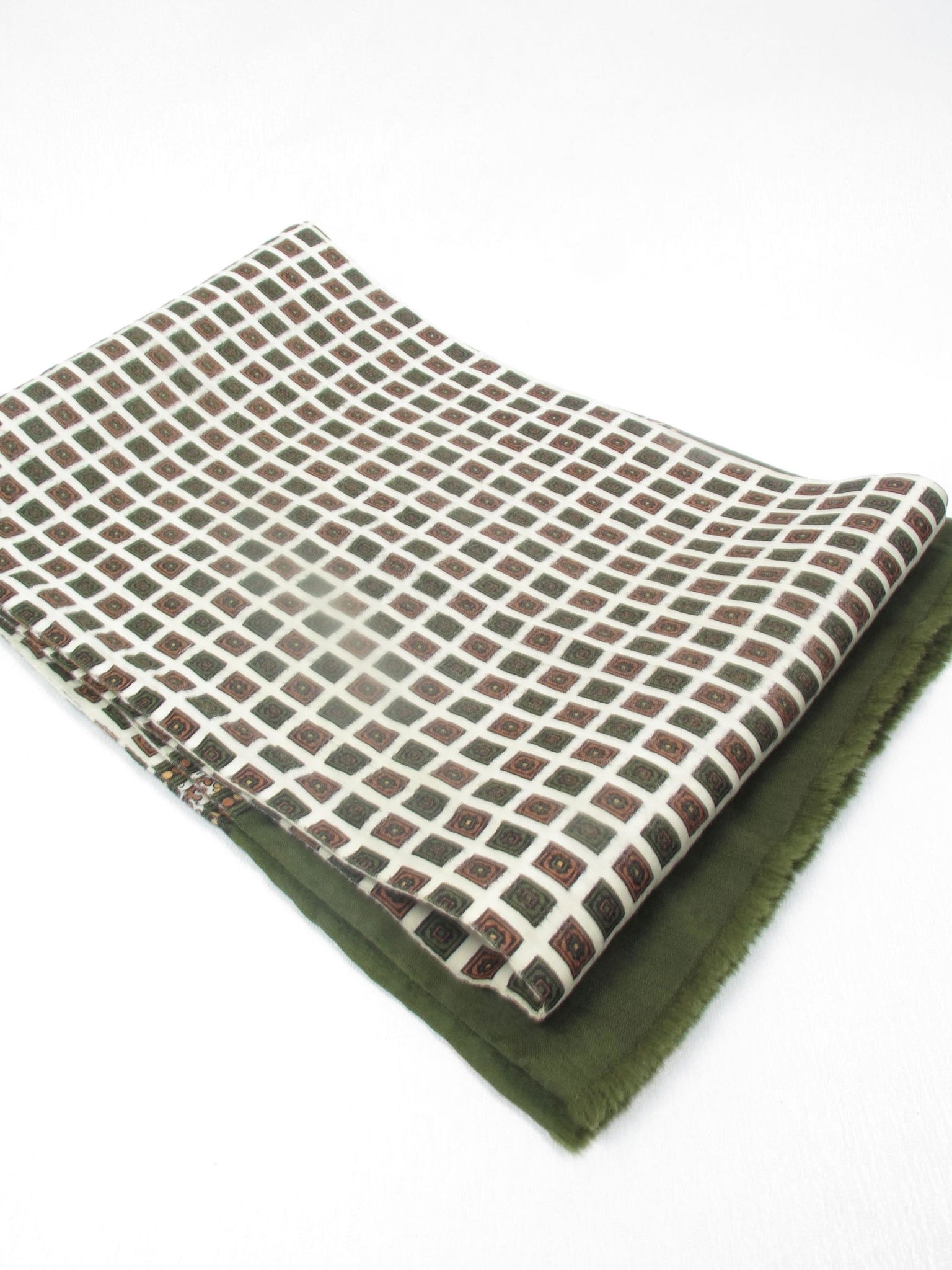 Men's Vintage Wool Green Printed  Scarf - The Harlequin