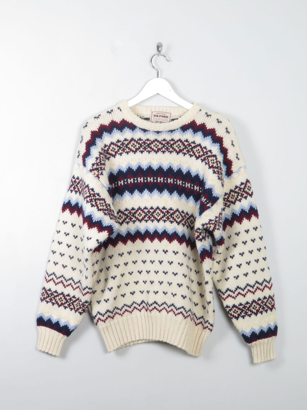 Men's Vintage Wool Pattered Jumper M - The Harlequin