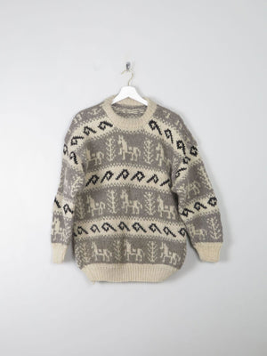 Men's Vintage Wool Printed Jumper M - The Harlequin