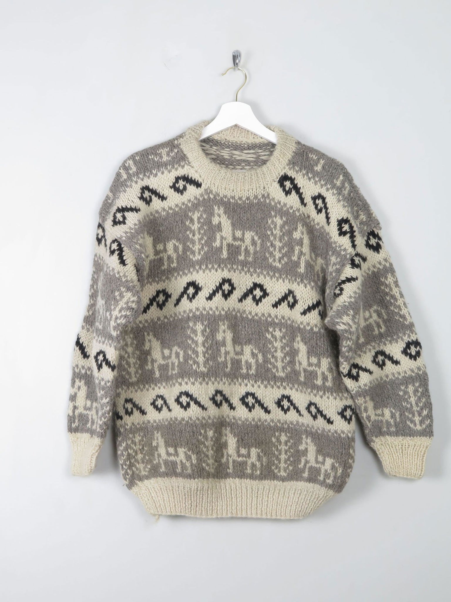 Men's Vintage Wool Printed Jumper M - The Harlequin