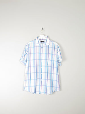 Men's White Cotton Check Short Sleeve Ben Sherman Shirt L - The Harlequin