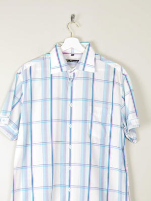 Men's White Cotton Check Short Sleeve Ben Sherman Shirt L - The Harlequin