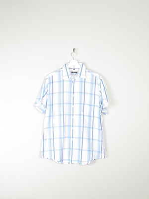 Men's White Cotton Check Short Sleeve Ben Sherman Shirt L - The Harlequin