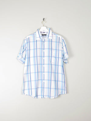 Men's White Cotton Check Short Sleeve Ben Sherman Shirt L - The Harlequin