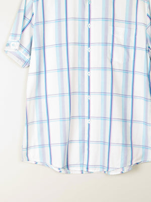 Men's White Cotton Check Short Sleeve Ben Sherman Shirt L - The Harlequin