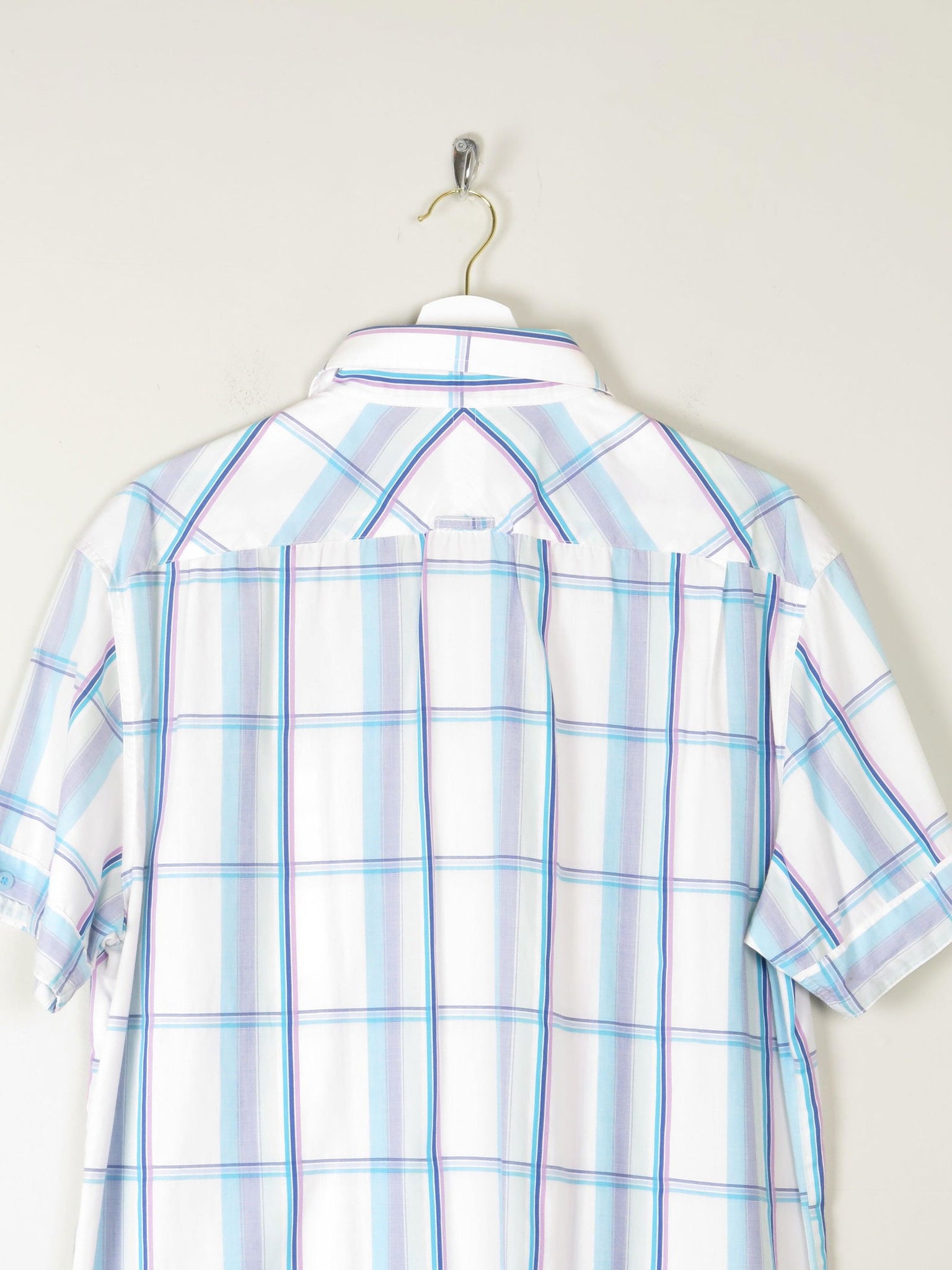 Men's White Cotton Check Short Sleeve Ben Sherman Shirt L - The Harlequin