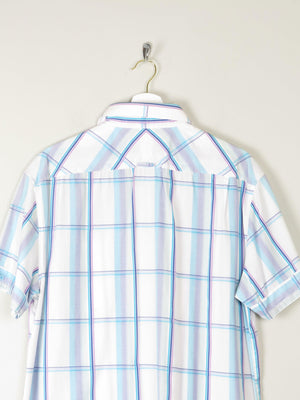 Men's White Cotton Check Short Sleeve Ben Sherman Shirt L - The Harlequin