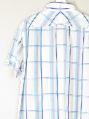Men's White Cotton Check Short Sleeve Ben Sherman Shirt L - The Harlequin