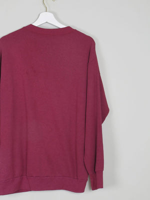 Men's Wine Vintage Embroidered  Logo Sweatshirt S/M - The Harlequin
