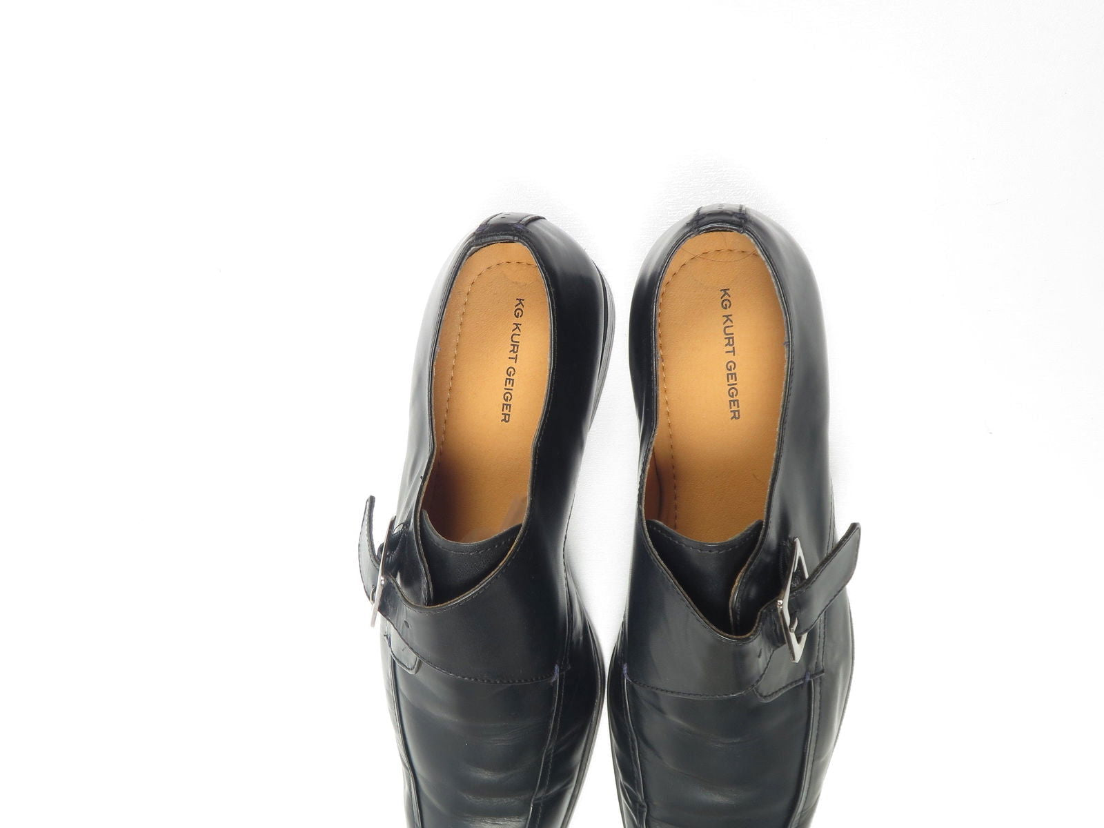 Mens Black Leather Kurt Geiger Shoes With Buckle 44 - The Harlequin