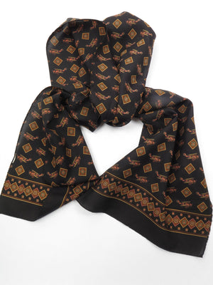 Mens Black Plane Monogramed Printed Scarf - The Harlequin