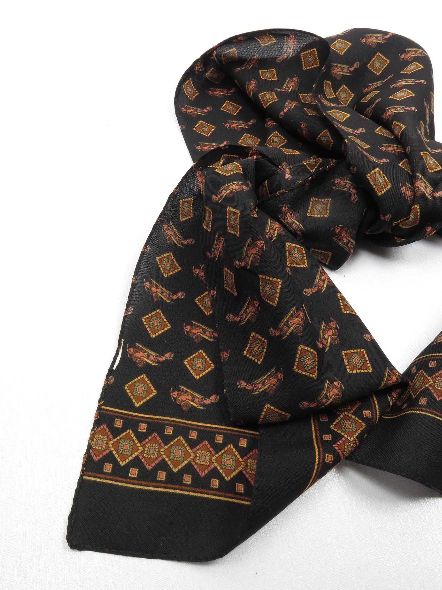 Mens Black Plane Monogramed Printed Scarf - The Harlequin