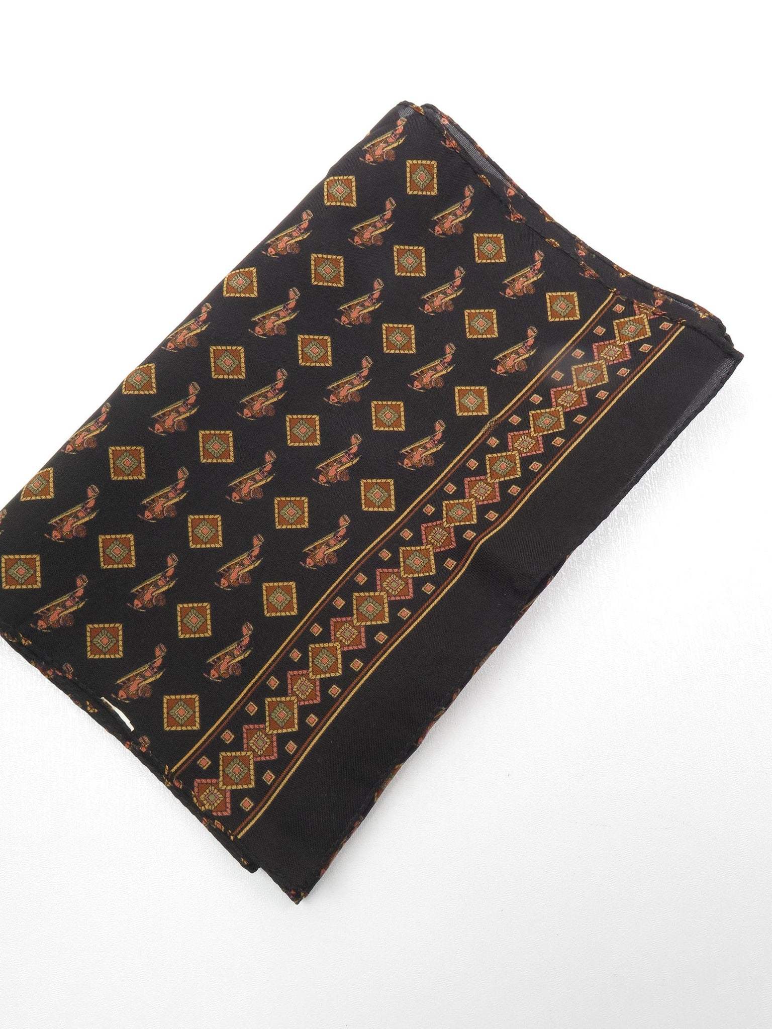Mens Black Plane Monogramed Printed Scarf - The Harlequin