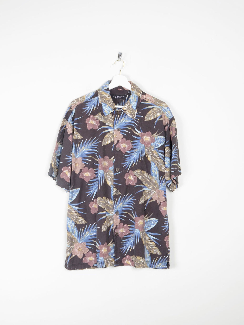 Mens Black Printed Hawaiian Shirt M - The Harlequin