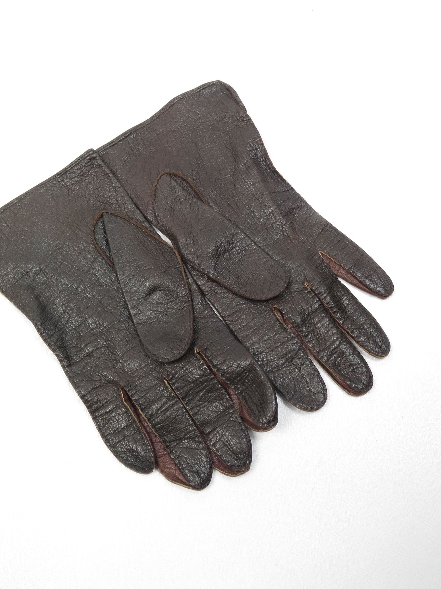 Mens Brown Vintage Leather Gloves 8 - The Harlequin