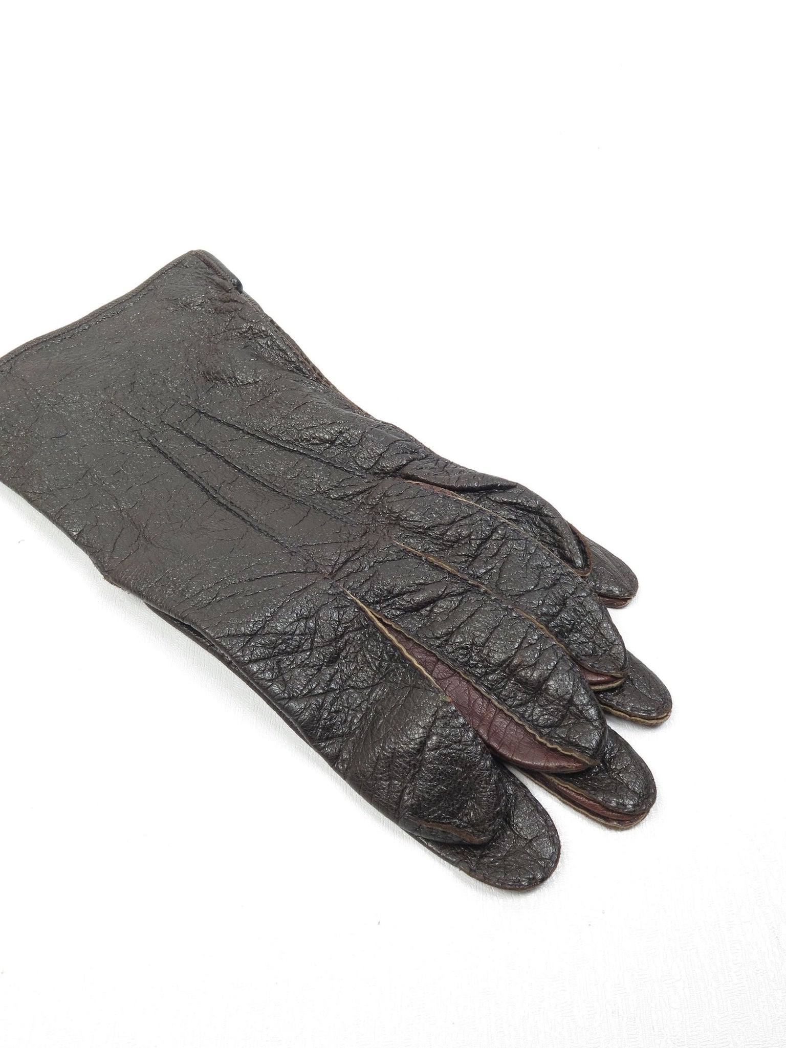 Mens Brown Vintage Leather Gloves 8 - The Harlequin