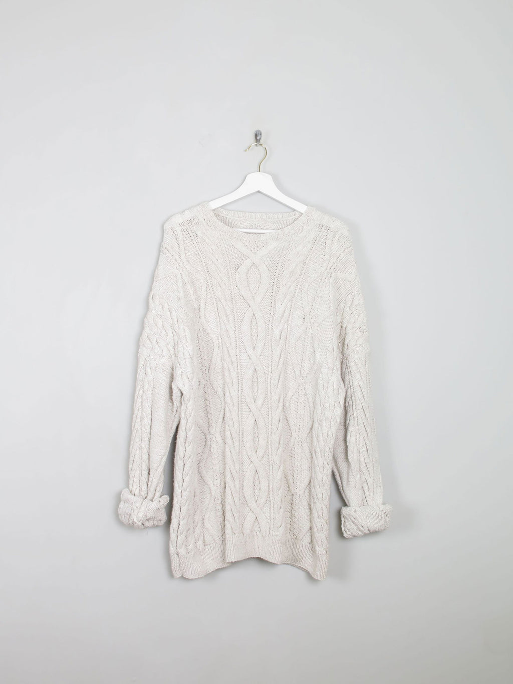 Mens Cable Knit Cream Vintage Jumper L/XL - The Harlequin