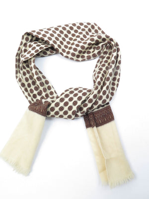Mens Classic Vintage Cream & Brown Printed Cravat Style Scarf - The Harlequin