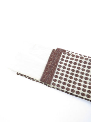 Mens Classic Vintage Cream & Brown Printed Cravat Style Scarf - The Harlequin