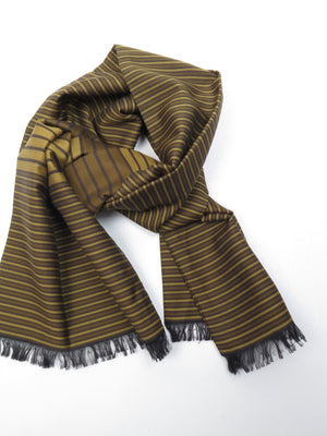 Mens Classic Vintage Green  Printed Cravat Style Scarf - The Harlequin