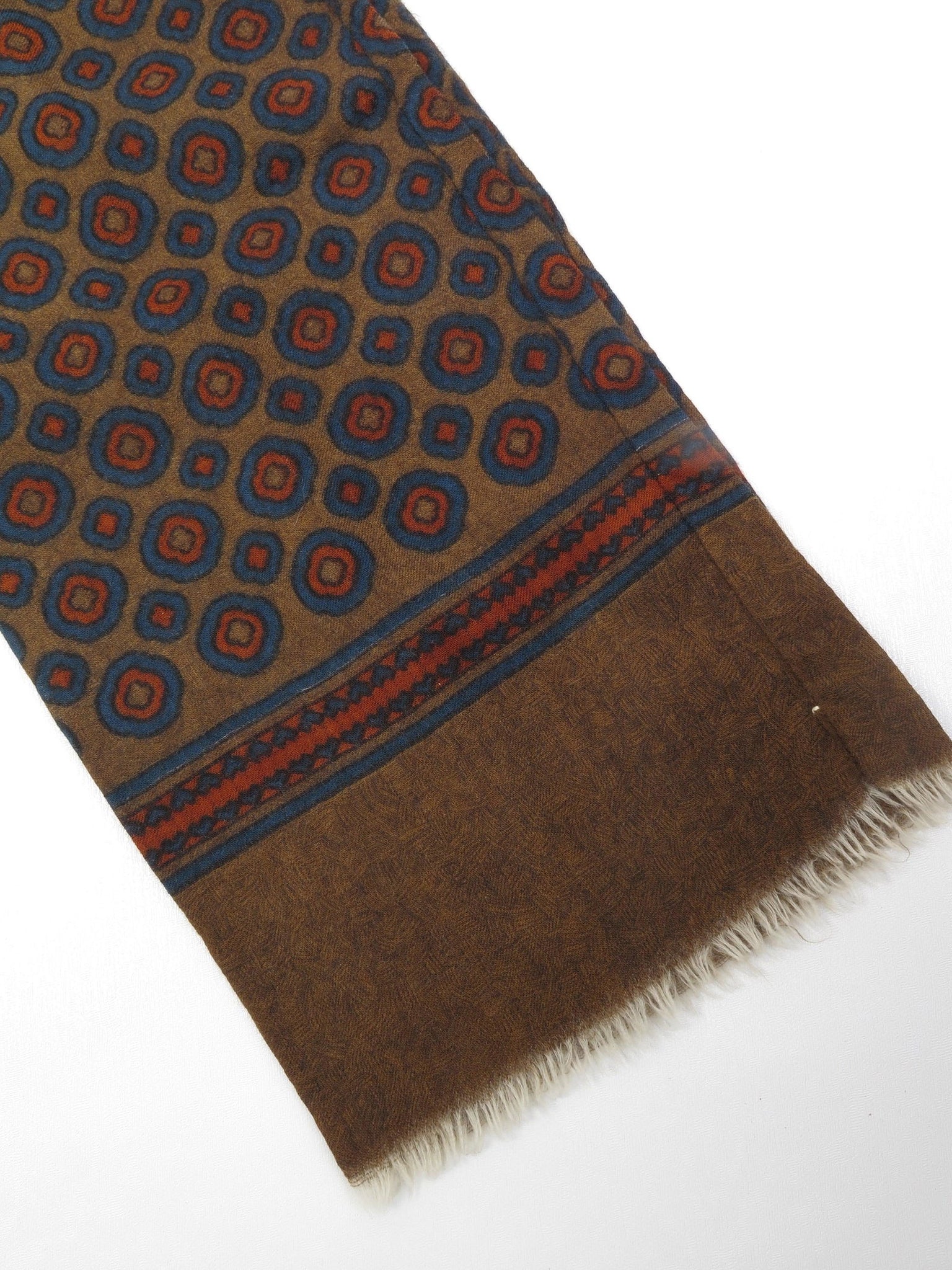 Mens Classic Vintage Green Printed Cravat Style Scarf - The Harlequin