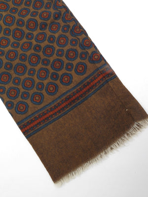 Mens Classic Vintage Green Printed Cravat Style Scarf - The Harlequin