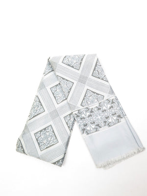 Mens Classic Vintage Grey & Xanadu Green Printed Cravat Style Scarf - The Harlequin