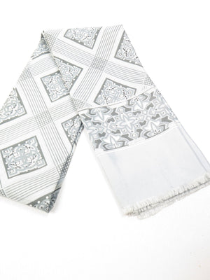 Mens Classic Vintage Grey & Xanadu Green Printed Cravat Style Scarf - The Harlequin
