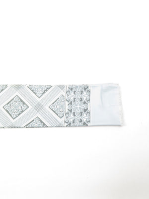 Mens Classic Vintage Grey & Xanadu Green Printed Cravat Style Scarf - The Harlequin