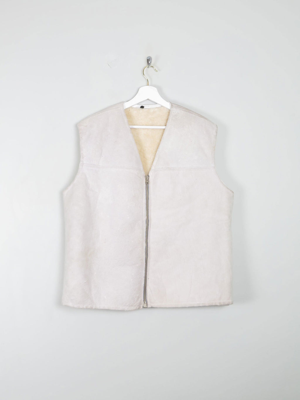 Mens Cream/Grey Sheepskin Gilet M - The Harlequin