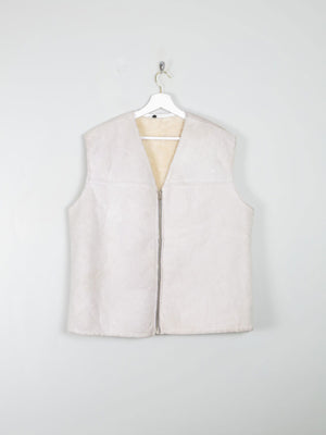 Mens Cream/Grey Sheepskin Gilet M - The Harlequin