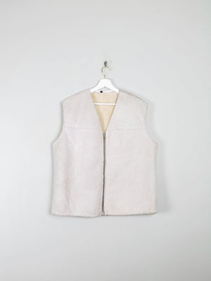 Mens Cream/Grey Sheepskin Gilet M - The Harlequin