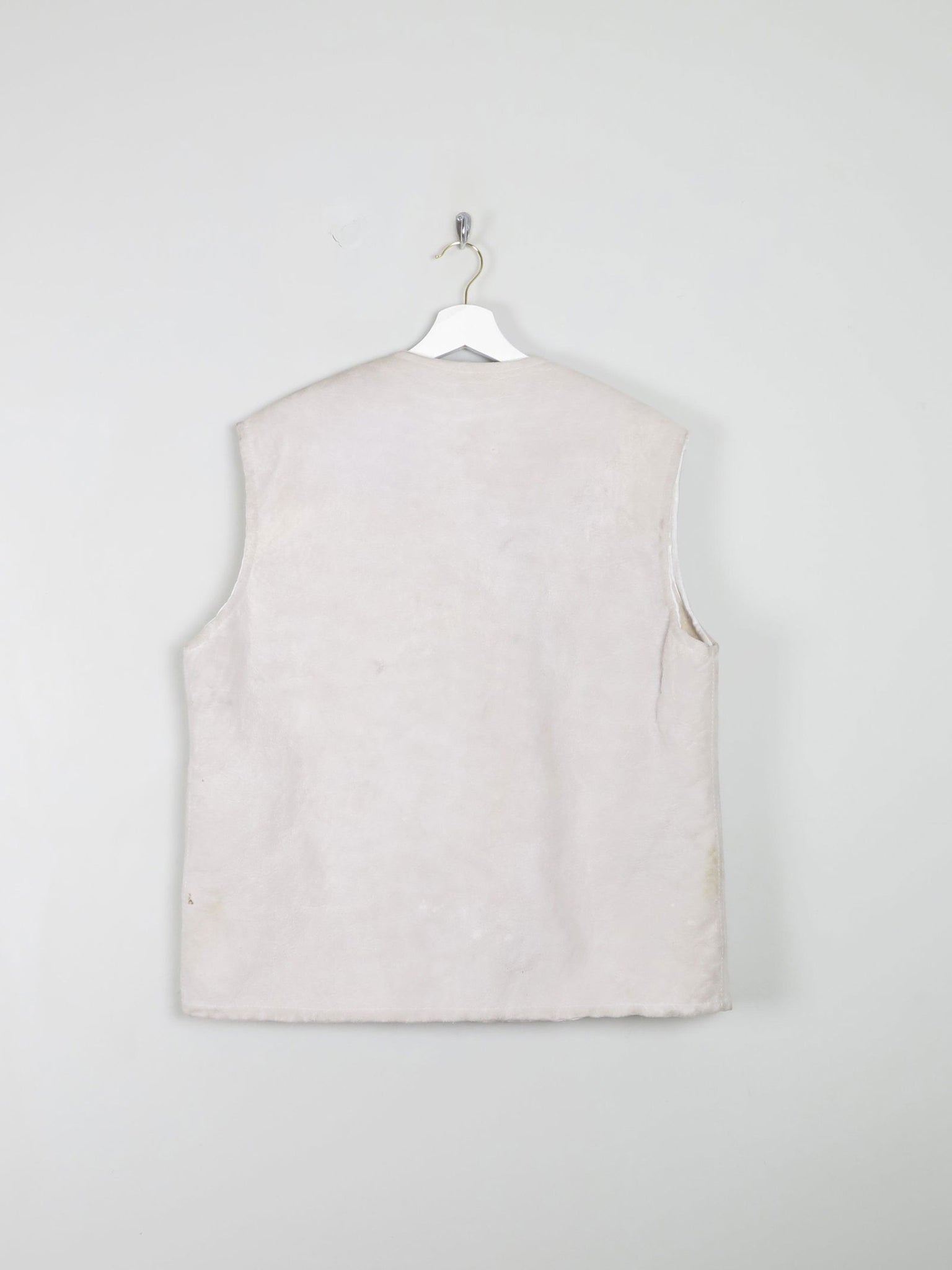 Mens Cream/Grey Sheepskin Gilet M - The Harlequin