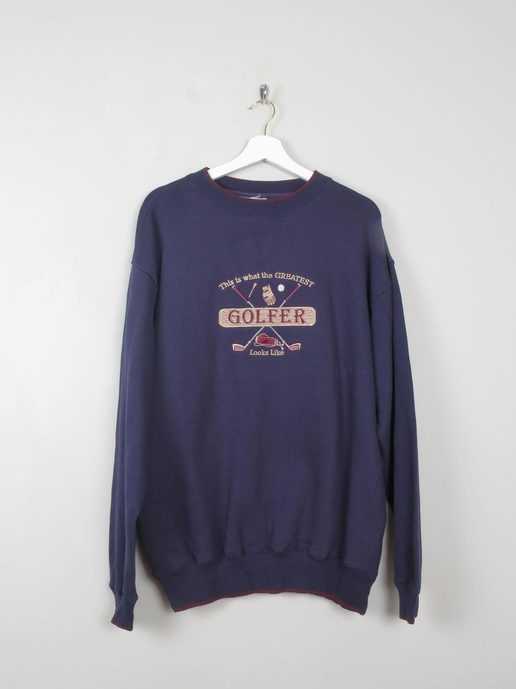 Mens Navy Vintage Embroidered Golfer Sweatshirt M - The Harlequin