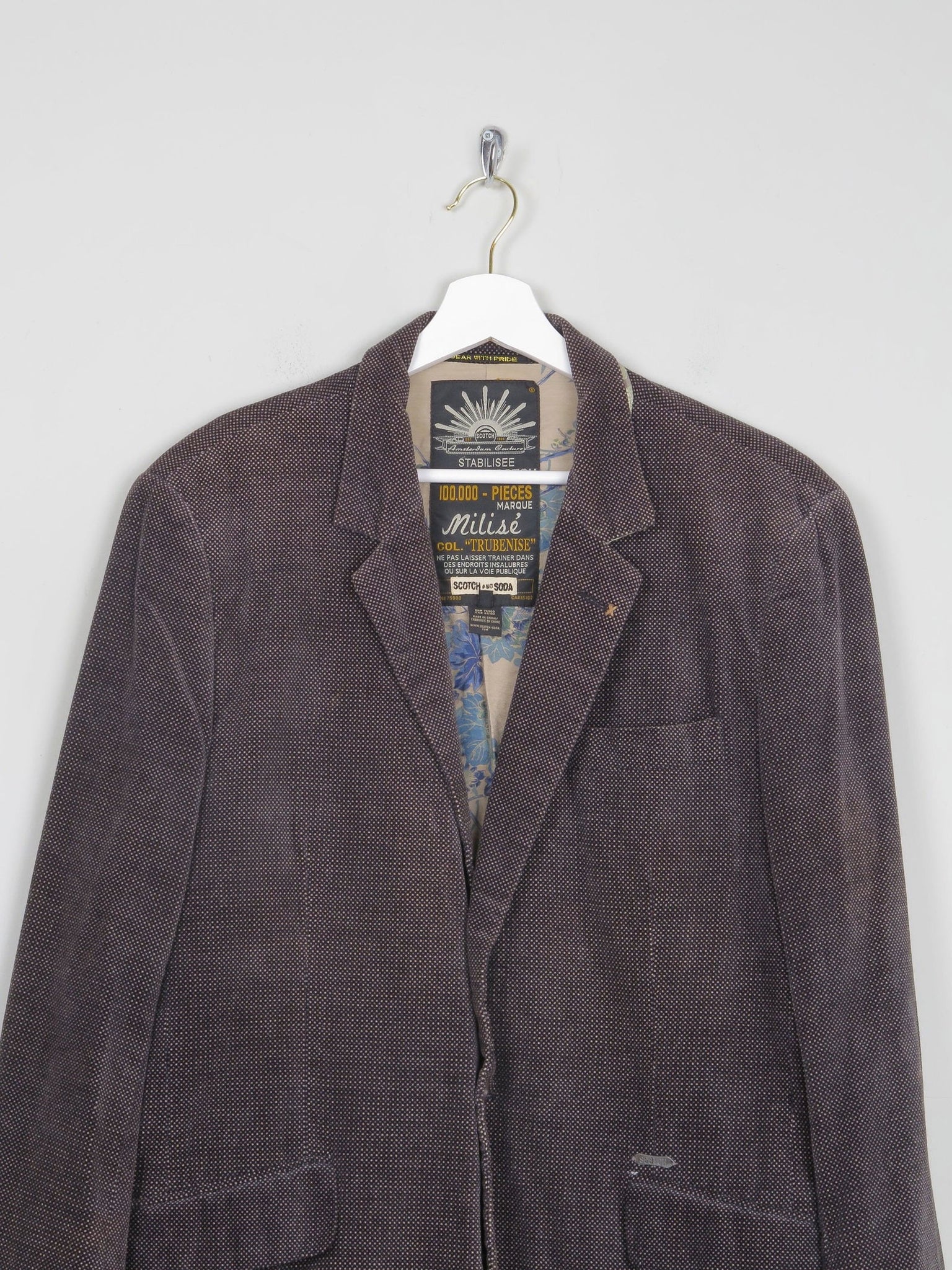 Mens Printed Velvet Scotch and Soda Jacket 42" - The Harlequin