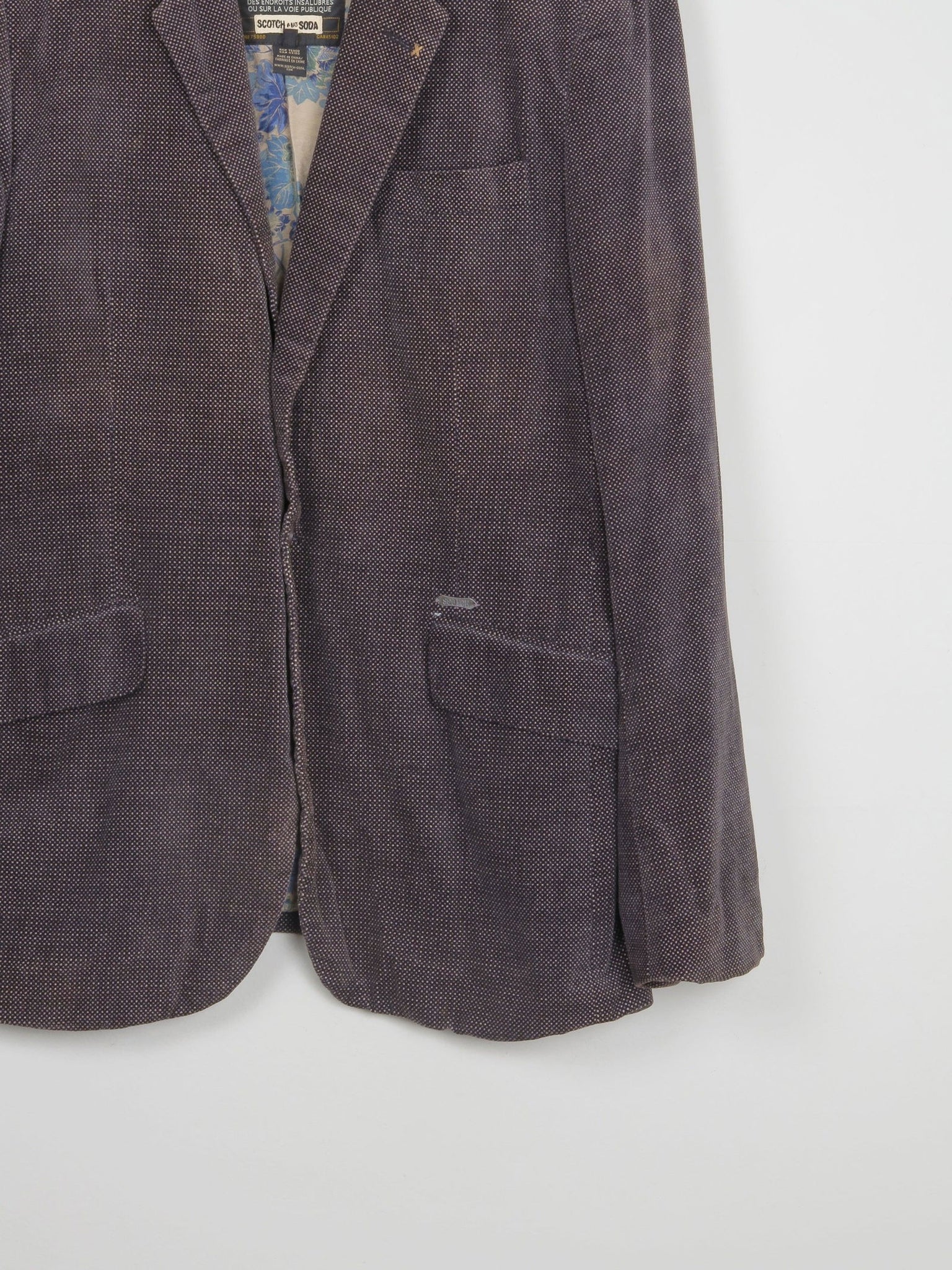 Mens Printed Velvet Scotch and Soda Jacket 42" - The Harlequin