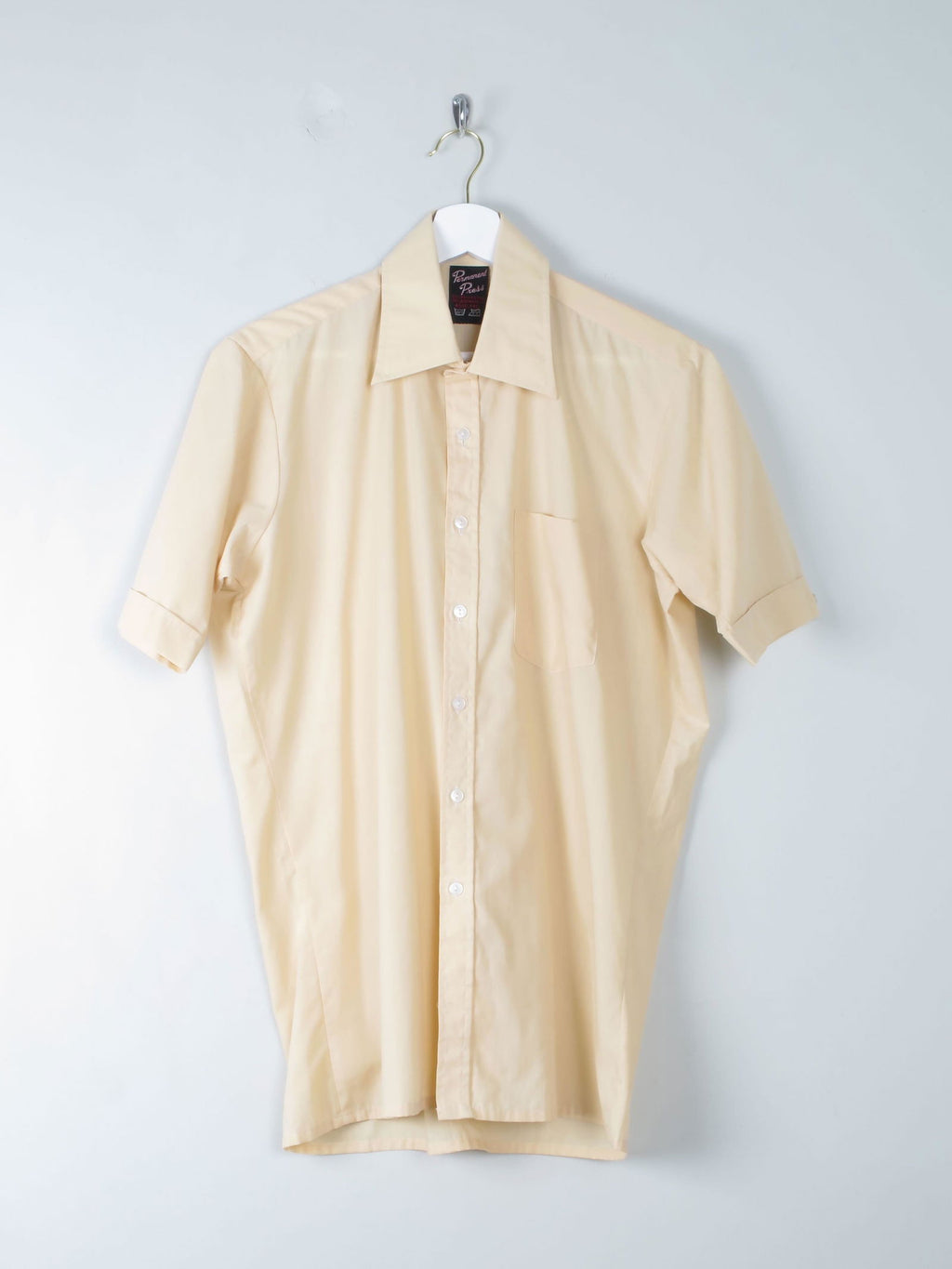 Mens Vintage 1970s Shirt Oatmeal S/M - The Harlequin