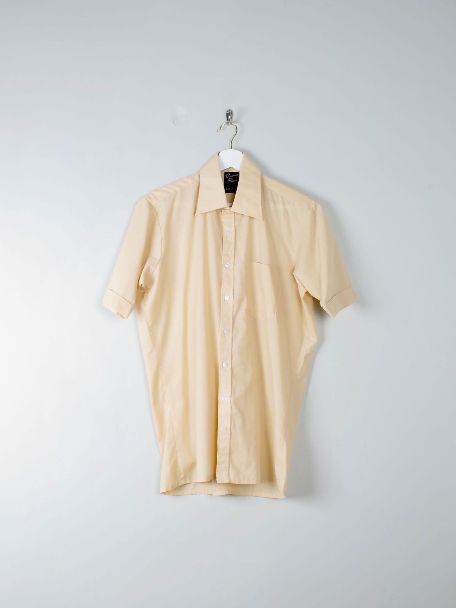 Mens Vintage 1970s Shirt Oatmeal S/M - The Harlequin